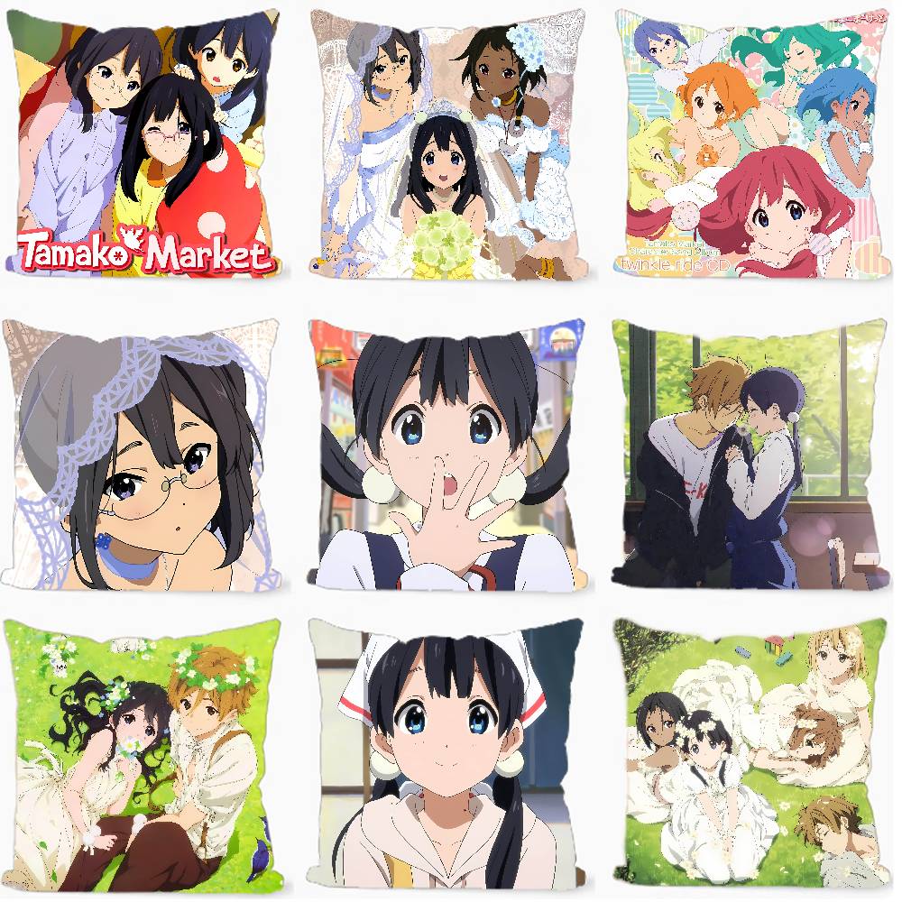 Home Textiles Market - Animatie T-Tamako Market Kussenhoes voor bankdecoratie,