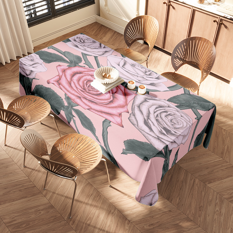 Roze bloementafelkleed met roz - Home Textiles Com recensie en prijs