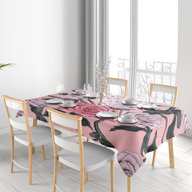 Roze bloementafelkleed met roz - Home Textiles Com recensie en prijs