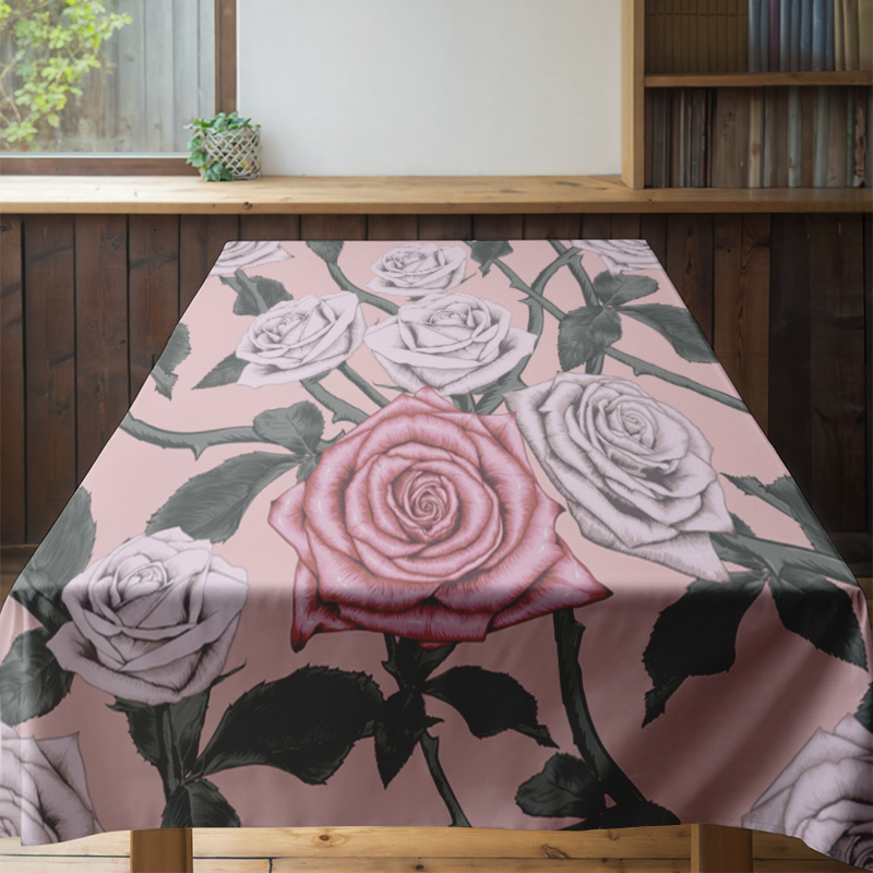 Roze bloementafelkleed met roz - Home Textiles Com recensie en prijs