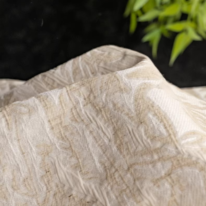 Beige linnen jacquard stof blo - Home Textiles Design recensie en prijs